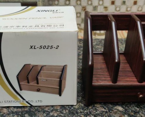 WOODEN PEN STAND WITH DRAWER